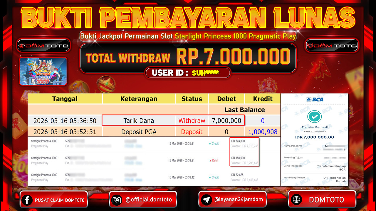 JACKPOT SLOT Starlight Princess 1000 Pragmatic Play 16 MARET 2026