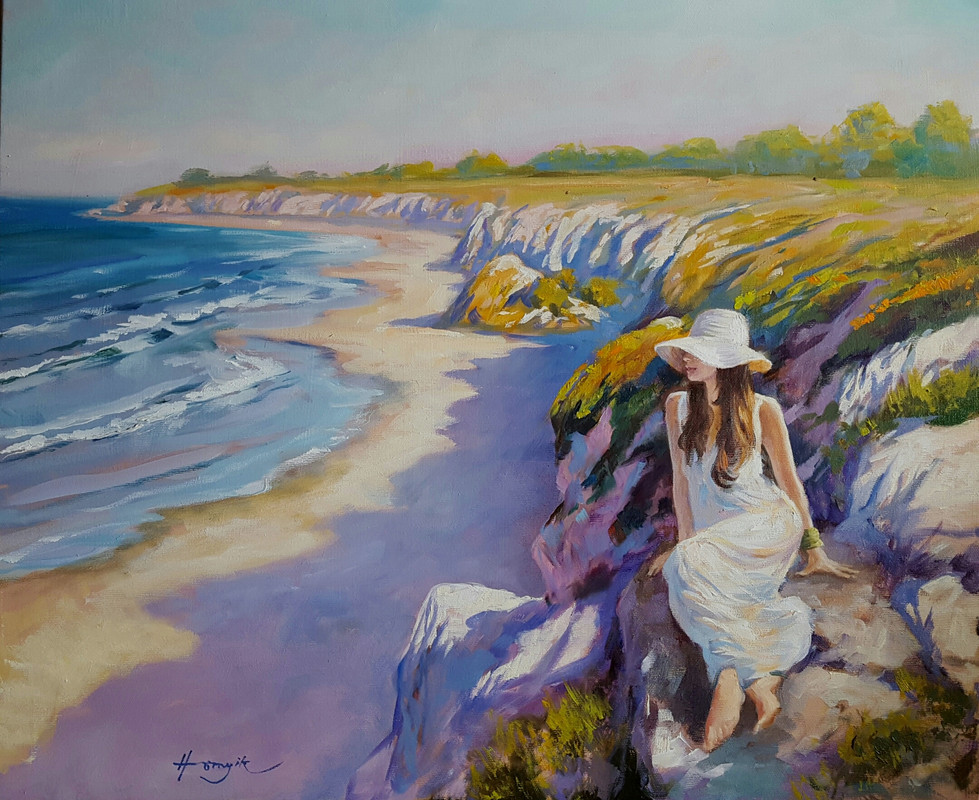 tengerparti_lány-50x60cm-olaj-vászon