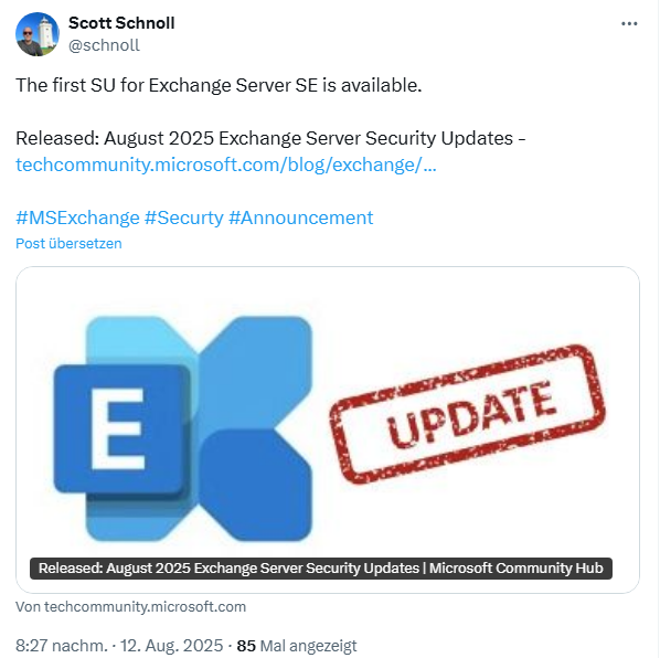 Exchange Server SU August 2025