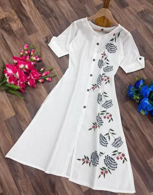 Fashionable Cotton Slub Dijital Print Anarkali Kurti For Women Color 3 (R108)