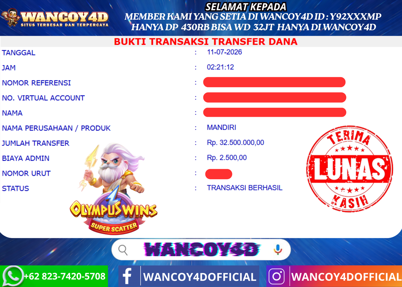 WANCOY4D OLYMPUS WINS PRAGMATIC RP.32.500.000 -LUNAS