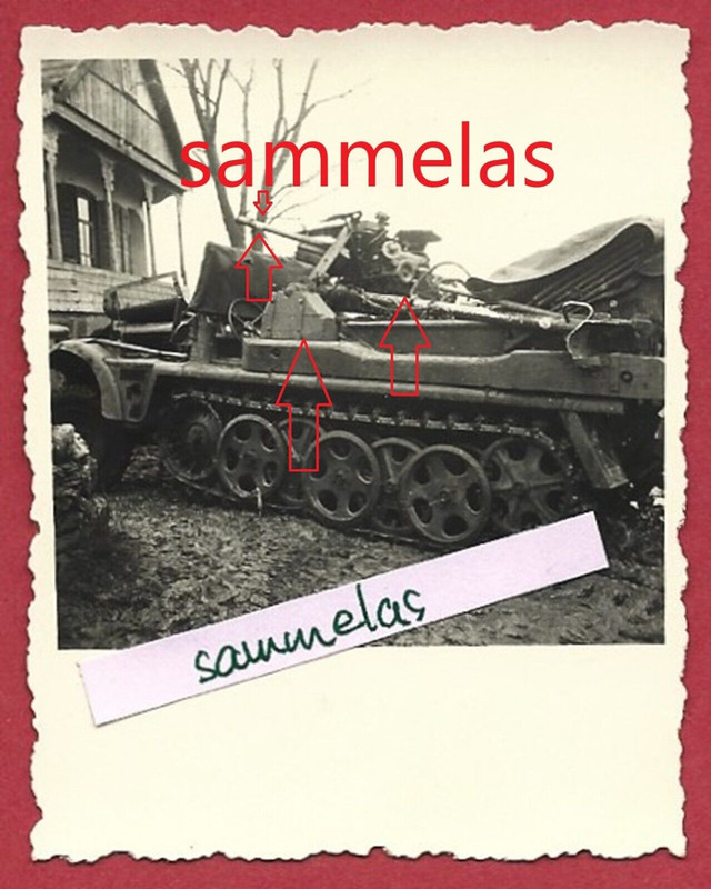 WK2 Foto Panzerjäger 125.ID Halbkette PAK Aufbau Abschussringe Wiesel-Div