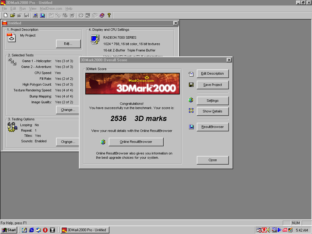 Deskpro EN-SFF 3DMark 2000 R7000
