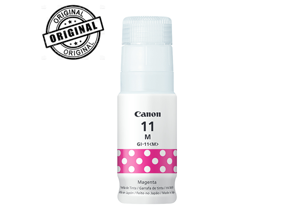 Botella de tinta original Canon GI-11 de color magenta.