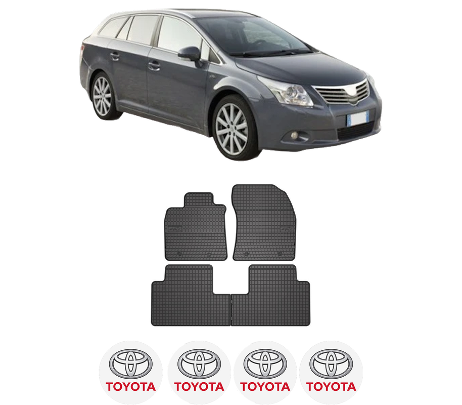 Set covorase presuri TOYOTA AVENSIS Estate (_T27_) din 2008-2018, auto, din cauciuc thermoplastic, 4 Stickere auto cu TOYOTA