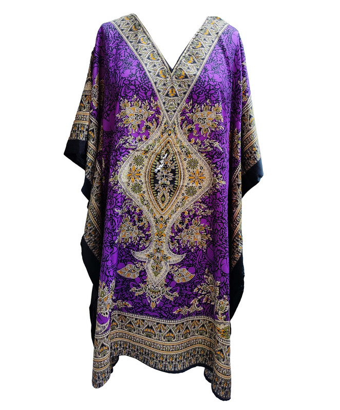 Women Kaftan Short Maxi Kaftan Hippy Boho Tunic Plus Size Dress Nightdress - Picture 30 of 33