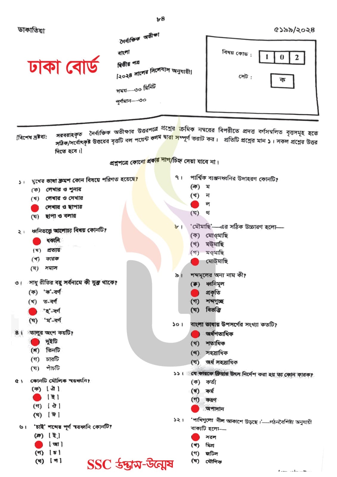 SSC Bangla 2nd Paper MCQ