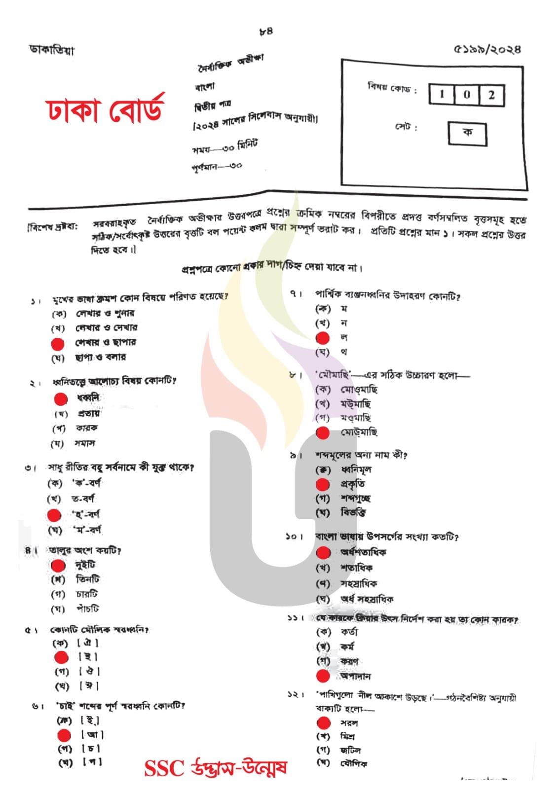 ঢাকা বোর্ড এসএসসি বাংলা ২য় পত্র প্রশ্ন সমাধান ২০২৪