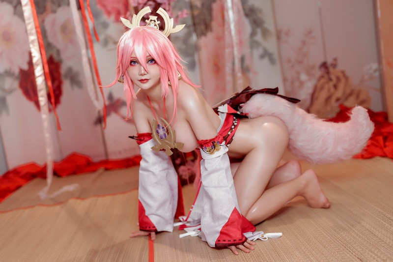 Joyce Lin2x Yae Miko Cosplay Genshin Impact 高清写真 35P插图4