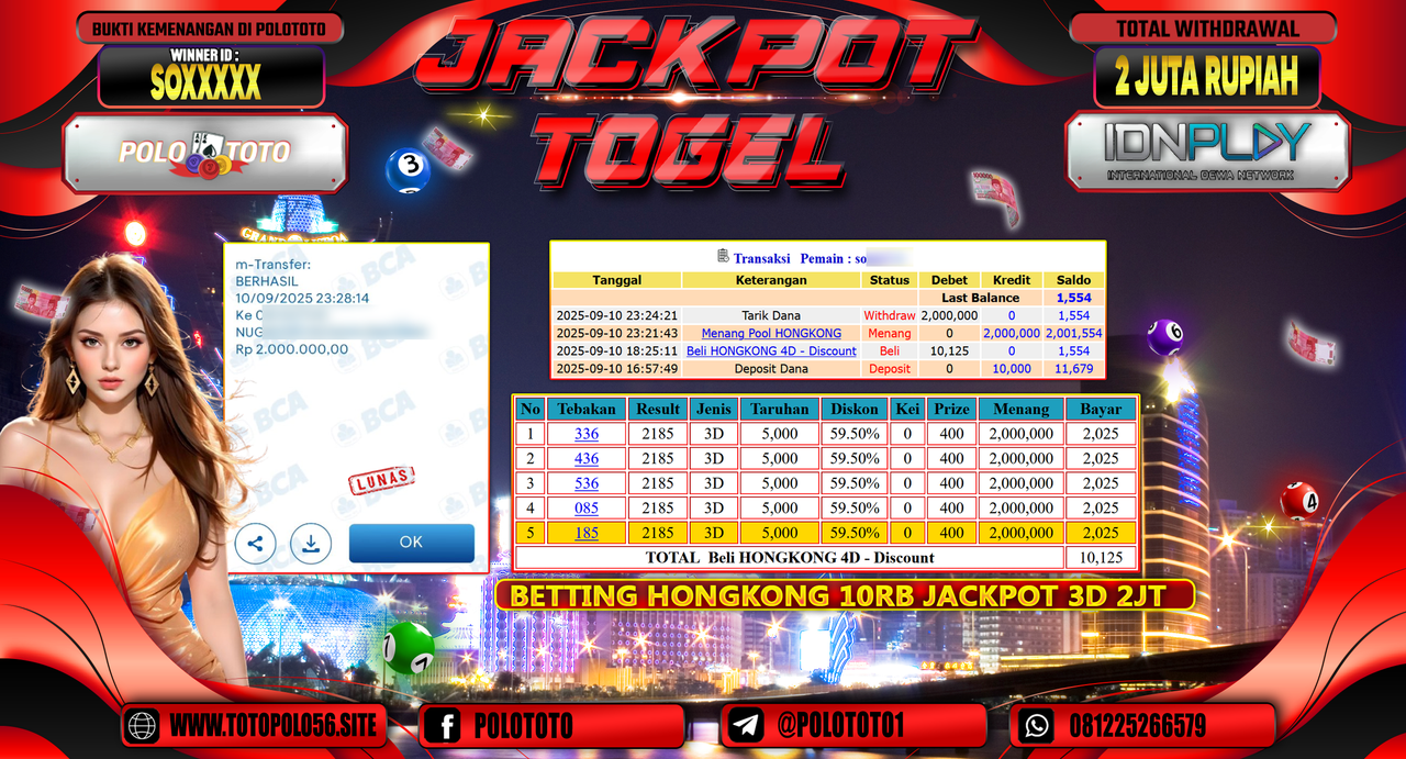 POLOTOTO JACKPOT TOGEL HONGKONG LOTTO Rp.2.000.000,-