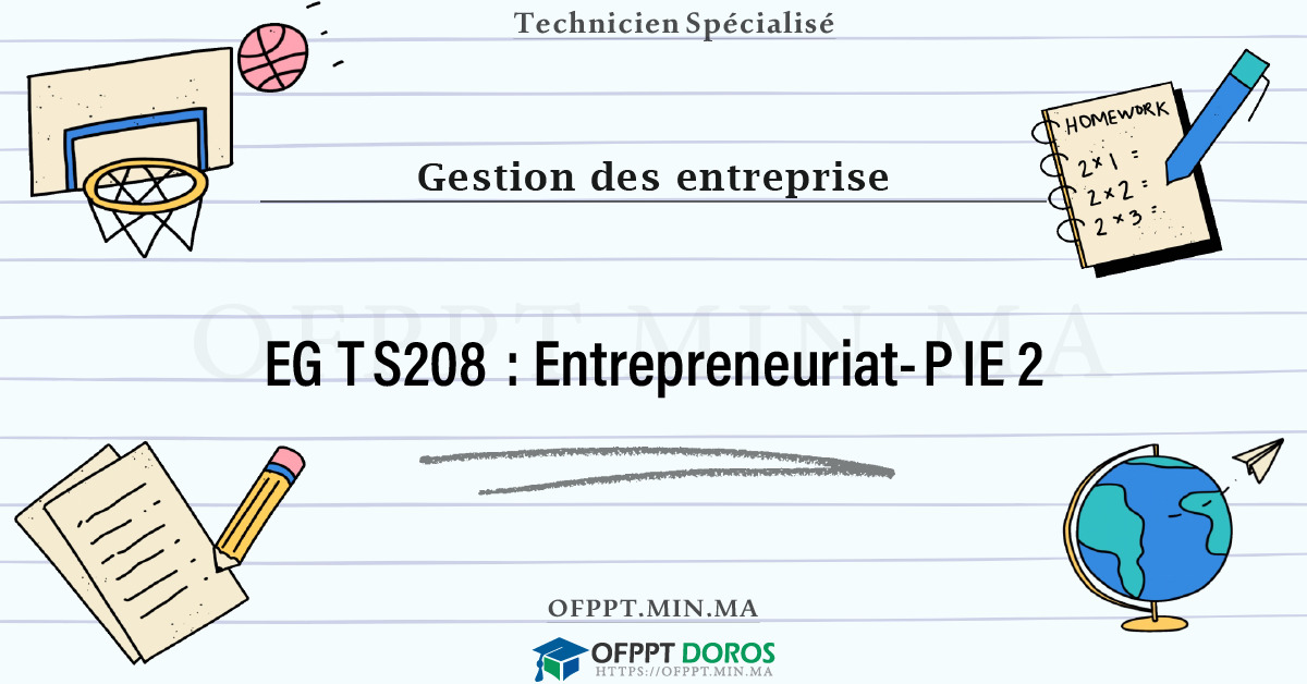 Sommaire détaillé du cours Entrepreneuriat-PIE 2 EGTS208 OFPPT - Structure du module