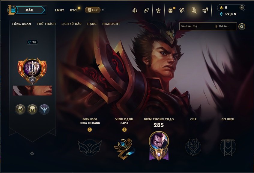 Acc LMHT # - Không Khung