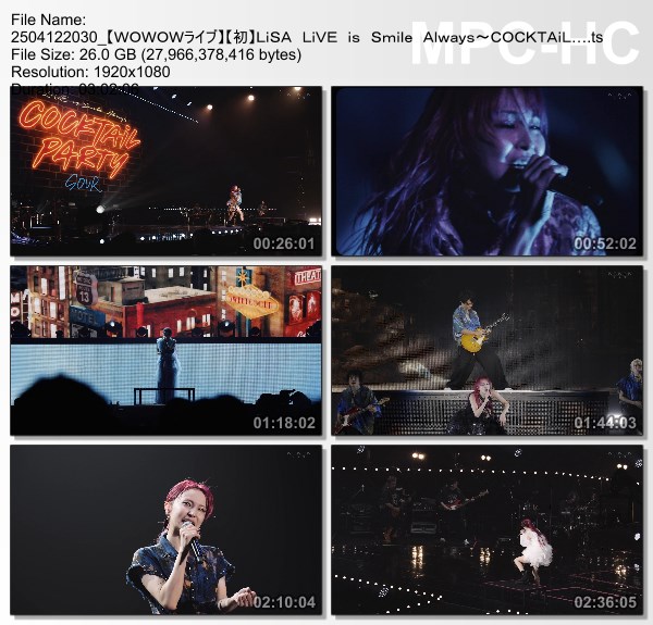 [TV-Variety] LiSA LiVE is Smile Always ~COCKTAiL PARTY~ [SOUR] (WOWOW Live 2025.04.12)