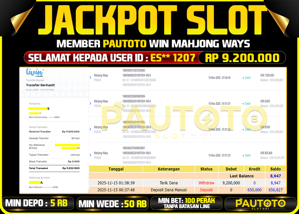 BUKTI JACKPOT LUNAS PAUTOTO