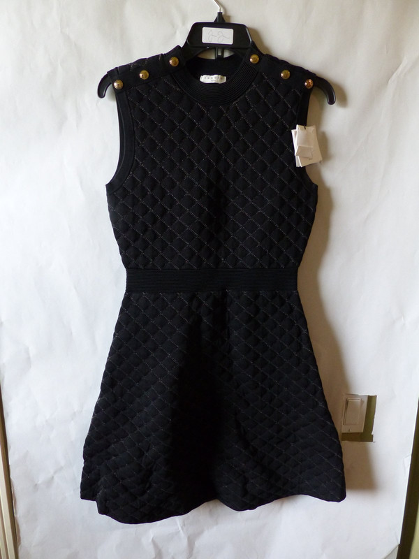 SANDRO PARIS MANY QUILTED LUREX KNIT DRESS IN BLACK WMNS SIZE 38 SFPRO01363