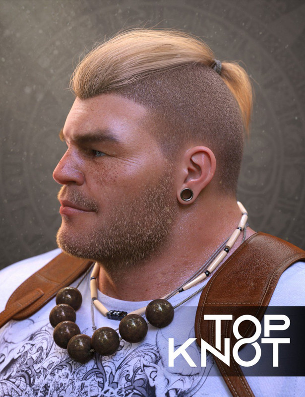 Top Knot Hair and Beard for Genesis 3 and 8