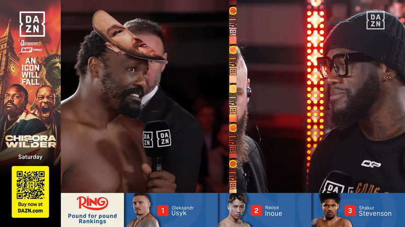 Дерек Чисора е по-тежък с 18.28 кг. от Дионтей Уайлдър