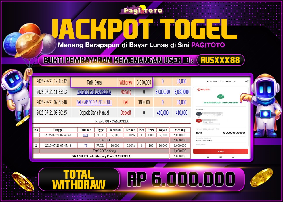 HAPPY JACKPOT MEMBER PAGITOTO TOGEL CAMBODIA Rp 6.000.000-, - LUNAS