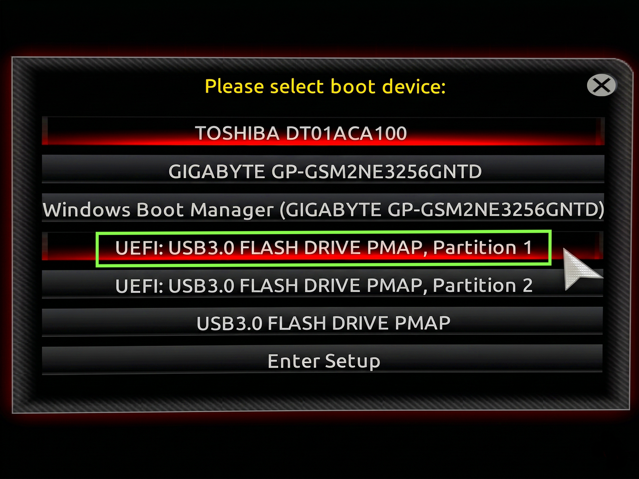 Select USB device alt