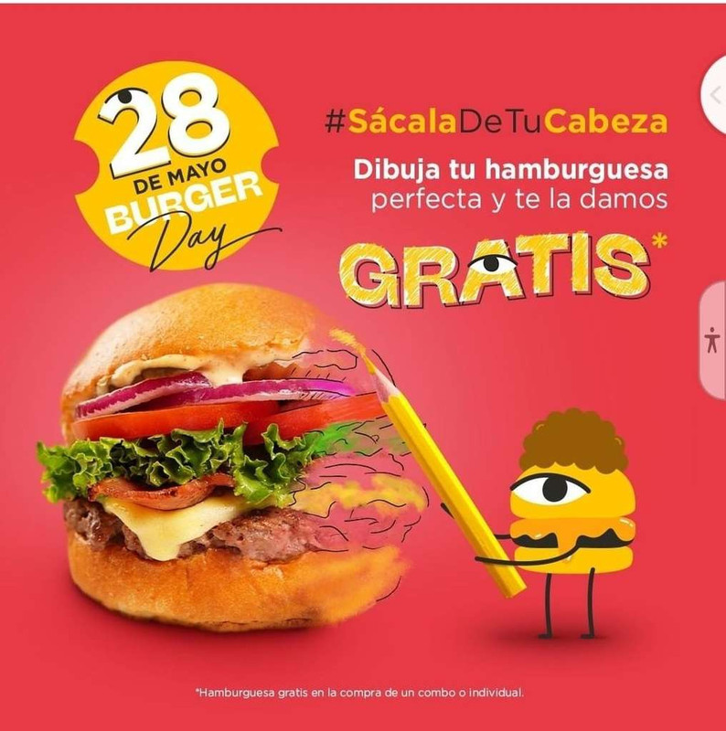 Chirimbola: Hamburguesa Gratis coprando una o un combo (debes dibujarla) (solo gdl) 