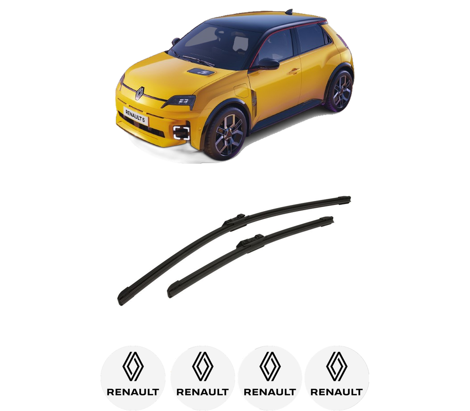 Set stergatoare auto RENAULT 5 din 2024, pentru parbriz auto, 2 bucati, Bosch Aerotwin, din cauciuc siliconat rezistent, 4 Stickere Auto RENAULT