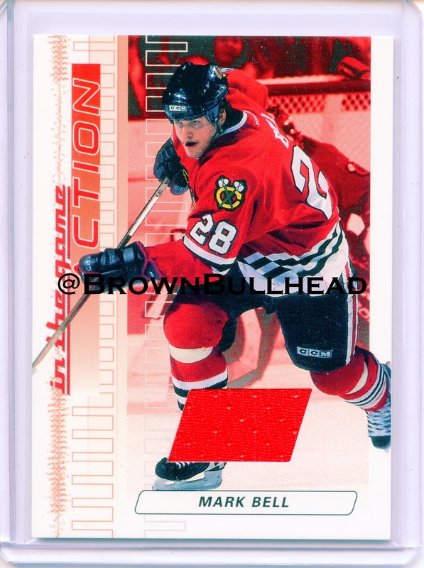 2003-04 ITG Action Jerseys #M-004 [Mark Bell] [Chicago Blackhawks] [Ruby] [~500] [swatch=red] a