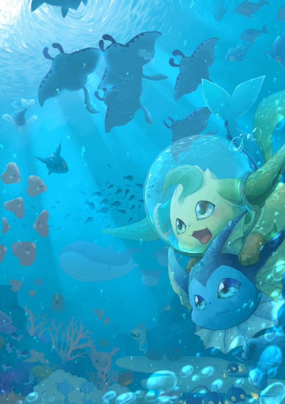 vaporeon-leafeon-luvdisc-corsola-chincho