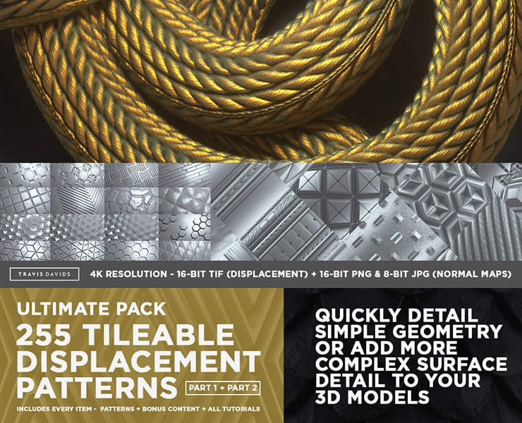 Flipped Normals ULTIMATE PACK 255 Tileable Displacement Alpha Patterns