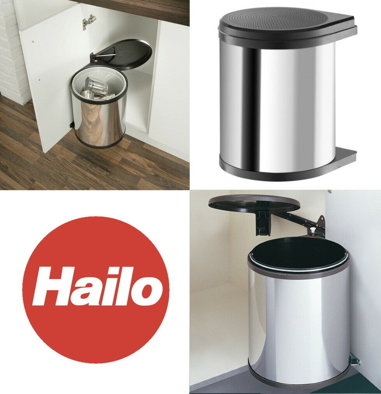 Hailo Mono Kitchen Swing Out Waste Bin 12/15/20L SS Black Width