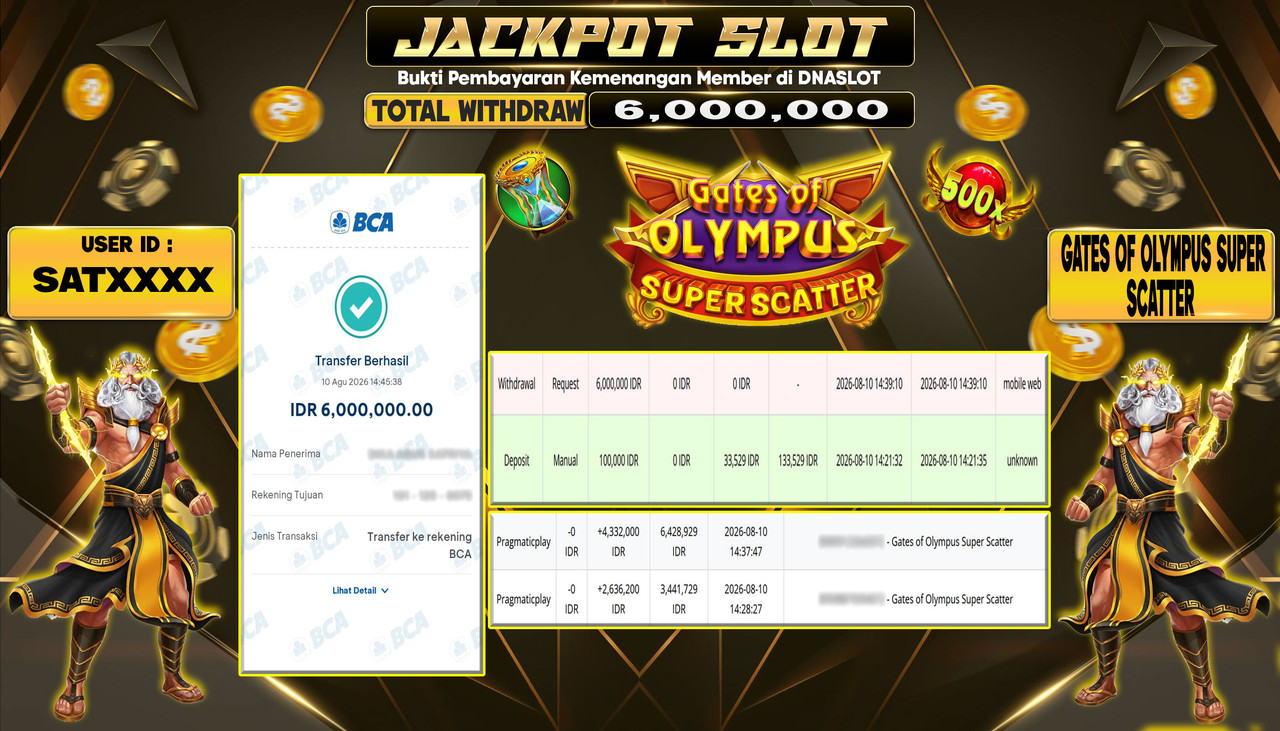JACKPOT SLOT GATES OF OLYMPUS SUPER SCATTER  10 AGUSTUS 2026