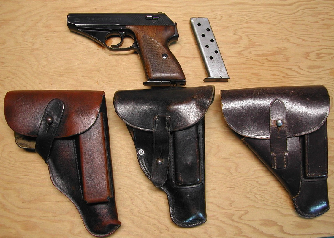 HSc pistol with three holsters and spare magazine