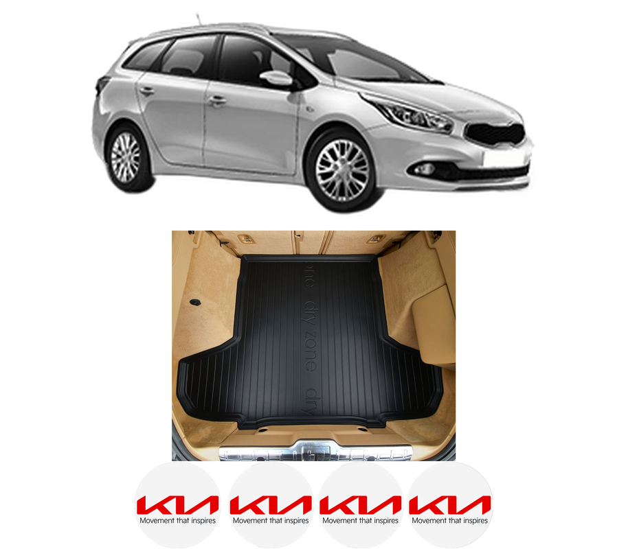 Tavita Portbagaj KIA CEE'D Sportswagon (JD) din 2012-2018, Protectie Portbagaj Auto, 4x Stickere auto cu KIA