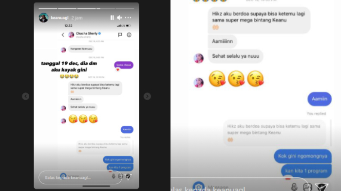 Isi DM Keanu Agl dan Chacha Sherly