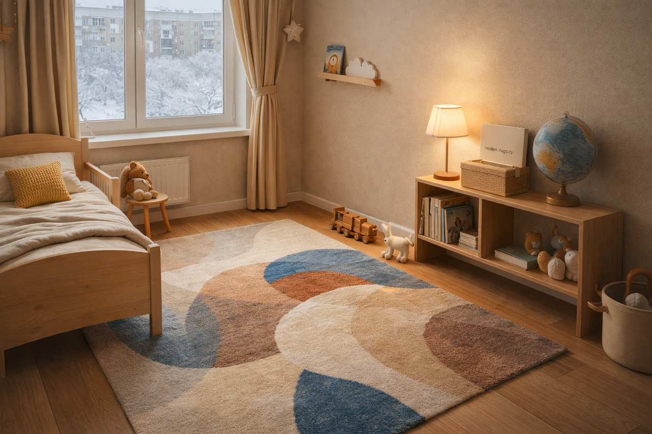 Ковер в детской комнате купленный в modern-rugs.ru в интерьере