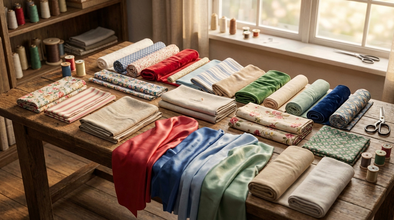 Ассортимент тканей на платформе Goofish для рукоделия