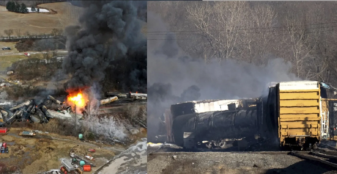 Ohio en estado de alerta, se descarrilan e incendian 50 vagones de un tren
