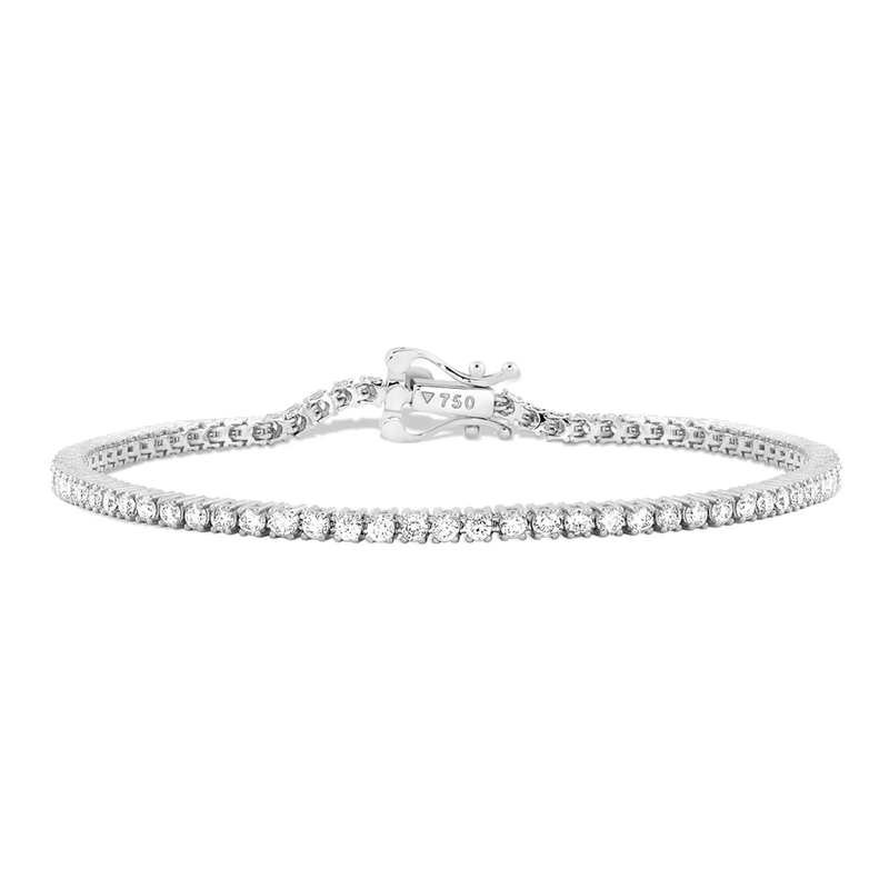 Pulseira Riviera em Ouro Branco 18k Cravejado com Pedras Incolores
