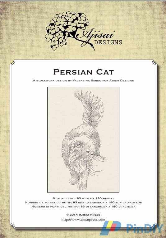 Ajisai Designs - Persian Cat Blackwork1