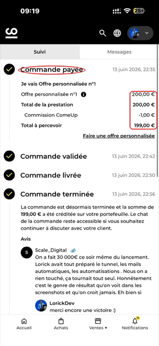 Commande ComeUp