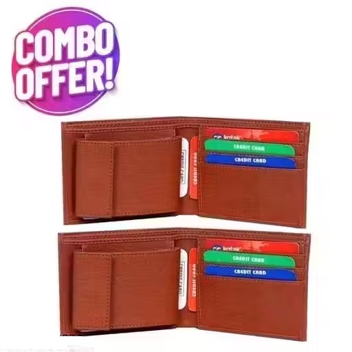Brown Album Style Card Holder Slots PU Leather Wallets For Men | PU Leather Wallet For Men | Money Purse For Men | Wallet Men | Men Wallet | Gents Wallets | Wallet For Men Pack of 2.(W105)