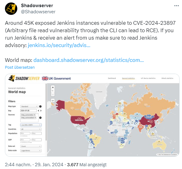 Jenkins-Schwachstelle CVE-2024-23897 