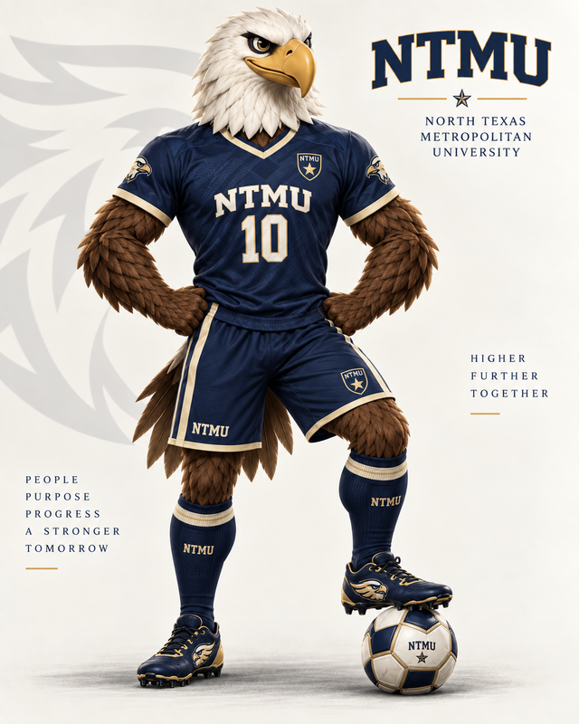 NTMU Eagle wearing the men's soccer uniform