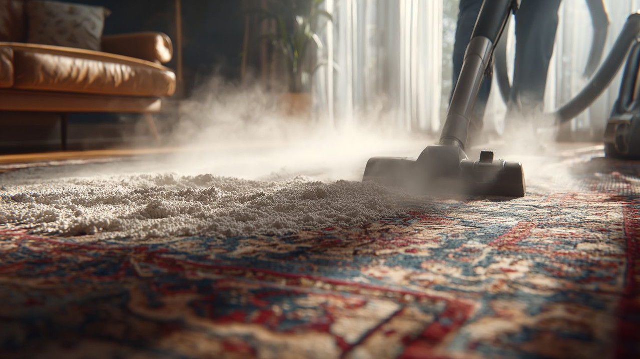 Сухая чистка ковра пылесосом и абсорбентами
