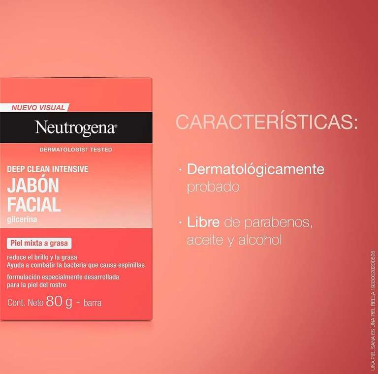 Amazon: Jabón Facial en Barra Neutrogena Deep Clean Intensive Glicerina 80 g, envío gratis con Prime. 
