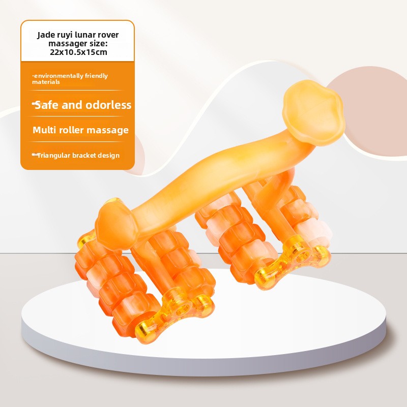 2-Pcs Orange Manual Roller Massager Handheld Full Body Relaxation Tool for Back Waist Legs Moon Car Design Ergonomic Deep Tissue Massage for global Homes
