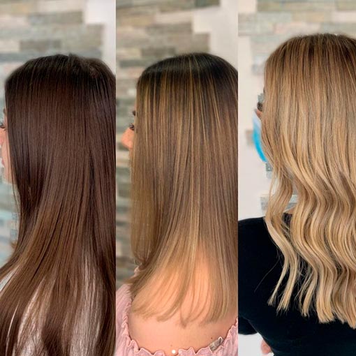 Bleaching dark brown hair in several sessions