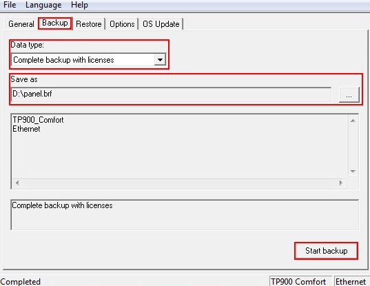 how to download HMI How do you backup/restore with a Comfort Panel?