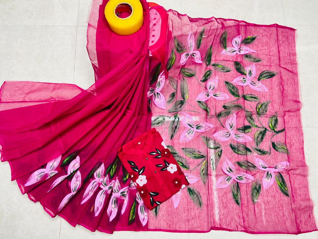 Hand Print Sharee Panjabi Couple Set