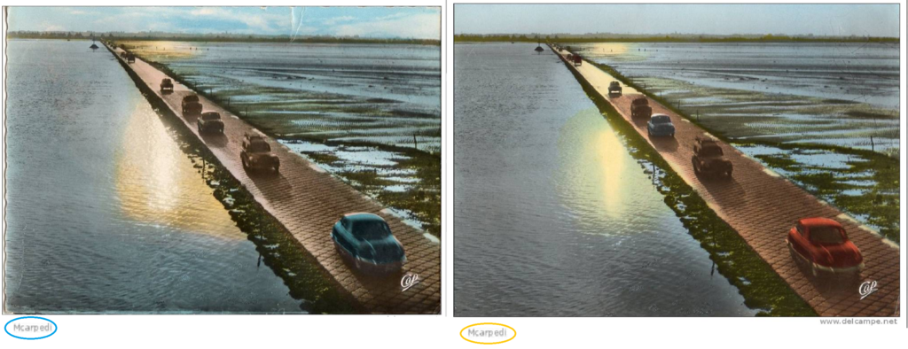 Passage du Gois. Dyna, 203, deux versions colori