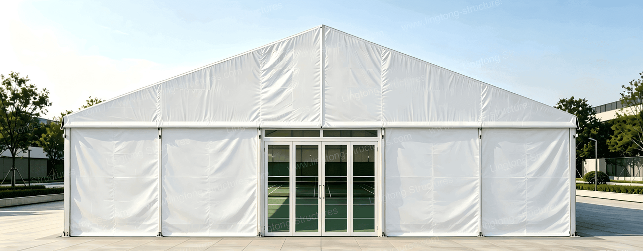 Aluminum pickleball court tent structure with multiple indoor courts